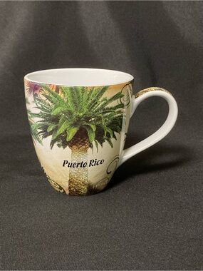 ⭐️ Puerto Rico Palm Tree Tropical Beach Print Ceramic 16 oz Mug